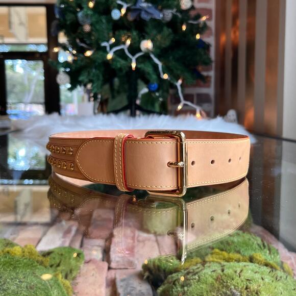 Louis Vuitton Accessories - LOUIS VUITTON Belt Vachetta Studded Belt SZ80/32(4US)